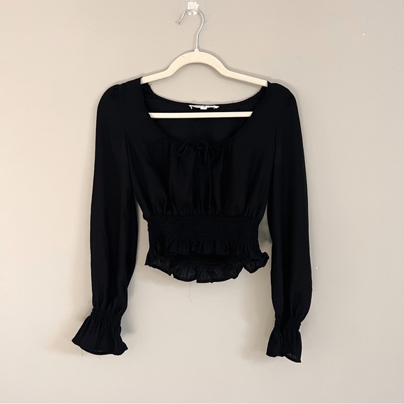 Black Cinched Waist Blouse - Picture 2 of 4